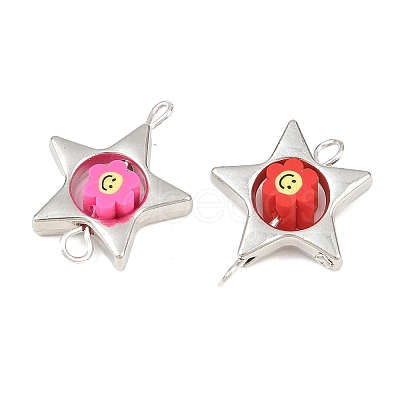 CCB Plastic Frame with Polymer Clay Beads Star Links Connector Charms KK-D103-09A-P-1
