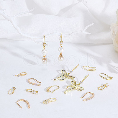 20Pcs 5 Styles Brass Cubic Zirconia Earring Hooks KK-ME0002-56-1