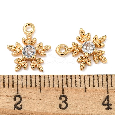 Flower Brass Micro Pave Cubic Zirconia Pendants X-KK-N254-102G-01-1