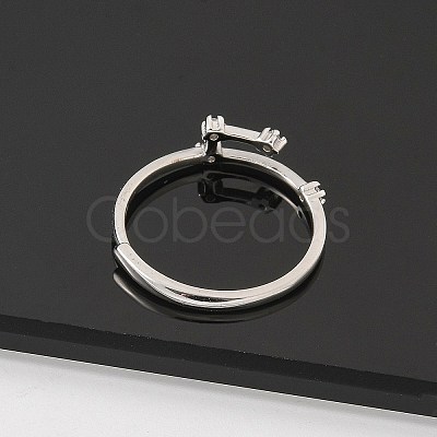 Constellations Rhodium Plated 925 Sterling Silver Micro Pave Clear Cubic Zirconia Adjustable Rings for Women RJEW-P130-01P-F-1