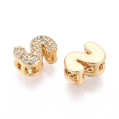 Brass Micro Pave Clear Cubic Zirconia Beads KK-T071-17G-S-1