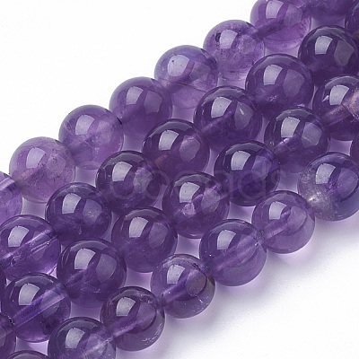 Natural Amethyst Beads Strands G-Q961-17-10mm-1