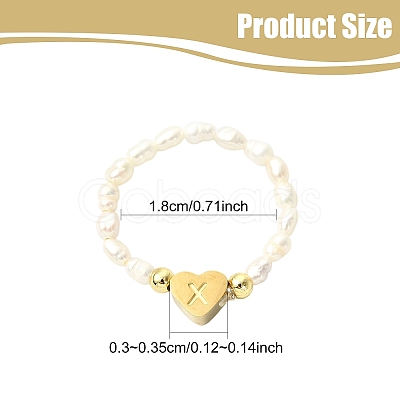 Natural Freshwater Pearl & 304 Stainless Steel Bead Finger Rings RJEW-FS00001-24-1