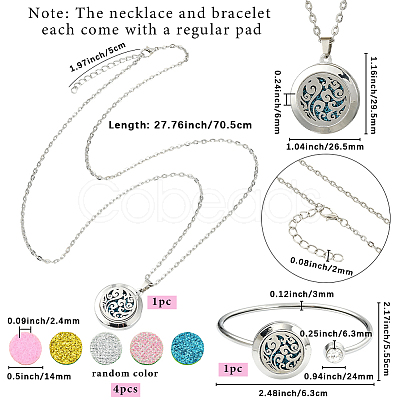 1Pc Stainless Steel Open Cuff Bangles & 1Pc Stainless Steel Pendant Neclace AJEW-SC0004-06C-1