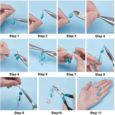 DIY Sea Aniaml Synthetic Turquoise Alloy Earrings/Bracelets Making Kits DIY-AR0004-12-1