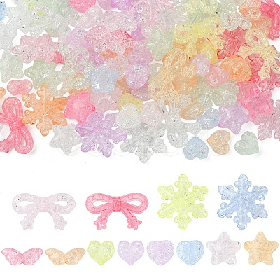 180Pcs 6 Styles Transparent Crackle Acrylic Beads OACR-YW0004-30-1