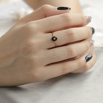 925 Sterling Silver & Clear Cubic Zirconia & Natural Agate Finger Rings FS-WG1BD13-02-1