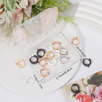 20Pcs 5 Style Stainless Steel Huggie Hoop Earrings Findings STAS-SC0004-51-1