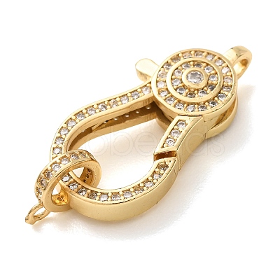 Brass Micro Pave Clear Cubic Zirconia Lobster Claw Clasps CU-CBA2907-15G-1