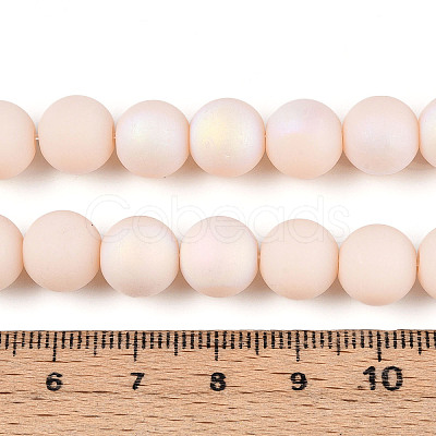 Frosted Opaque Glass Beads Strands GLAA-T032-P10mm-MBB09-1