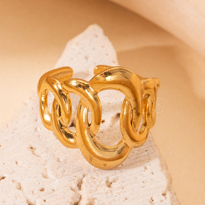201 Stainless Steel Oval Link Chain Cuff Rings FS-WG16057-15-1