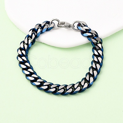 304 Stainless Steel Cuban Link Chain Bracelets for Men Women BJEW-C124-04A-01-1
