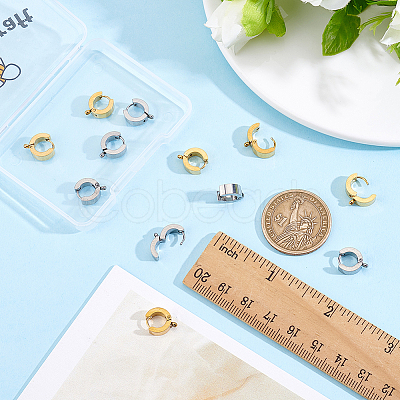 16Pcs 2 Colors 304 Stainless Steel Huggie Hoop Earrings Findings STAS-BBC0009-68B-1