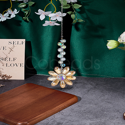 1Pc Glass Flower Hanging Ornaments HJEW-LP0002-65F-1