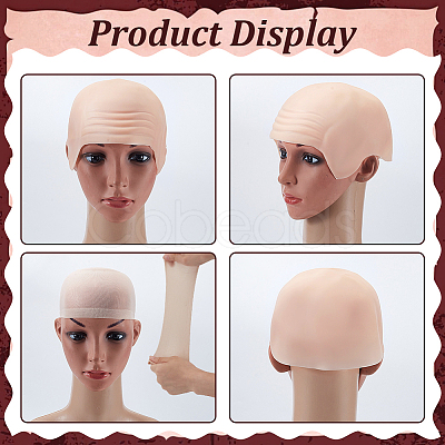Latex Monk Cosplay Headgear Prop Adult Bald Cap for Halloween Party AJEW-WH0609-389-1