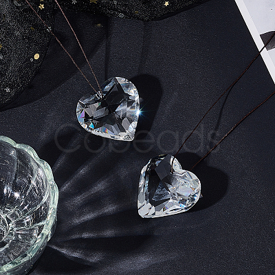 2Pcs Glass Heart Pendant Decorations AJEW-BBC0002-30B-1
