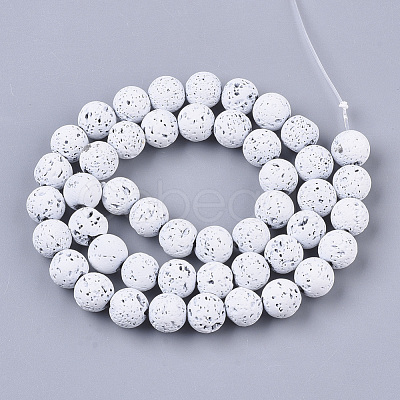 Spray Painted Natural Lava Rock Beads Strands G-N0324-C-10-1