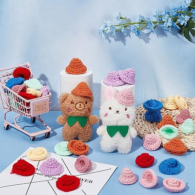 40Pcs 8 Colors Handmade Polyester Woven Wool Yarn Doll Hat AJEW-FG0004-46-1