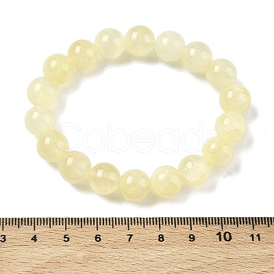 Natural Golden Silk Jade Round Beaded Stretch Bracelets for Women BJEW-F535-01D-1
