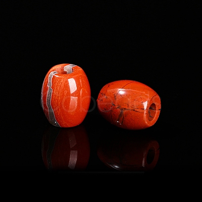 Natural Red Jasper Large Hole Barrel Beads PW-WG3EBC5-01-1