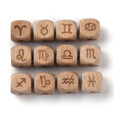 Natural Wood Constellation Beads WOOD-M002-09-1