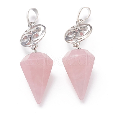 Natural Rose Quartz Pendants G-O194-06-1