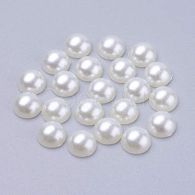 Half Round Domed Imitated Pearl Acrylic Cabochons OACR-H001-6-1