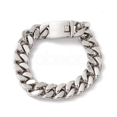 Non-Tarnish 304 Stainless Steel Curb Chains Bracelet for Women BJEW-E107-10P-1