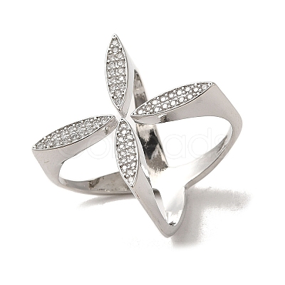 Brass Micro Pave Cubic Zirconia Rings RJEW-R141-01P-1