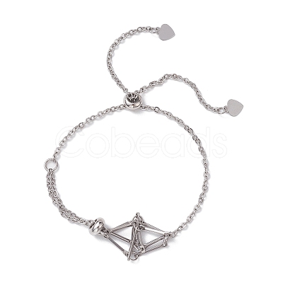 Tarnish Resistant Adjustable Braided 201 Stainless Steel Macrame Pouch Cable Chain Slider Bracelet Making BJEW-JB10284-01-1