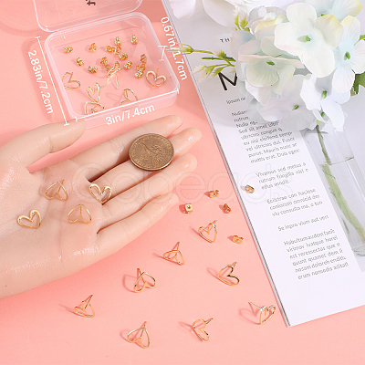 20Pcs Brass Heart Stud Earring Findings KK-BBC0009-62-1