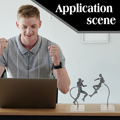 Assembled Rectangle PS Plastic Action Figure Display Stands with Adjustable Iron Support Arm ODIS-WH0100-12B-1