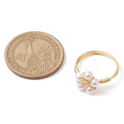 Flower Shell Pearl Finger Rings RJEW-TA00157-1