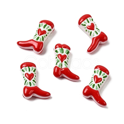 Boot Baking Paint Glass Enamel Beads LAMP-C020-02K-1