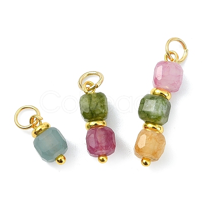 3Pcs 3 Styles Natural Multicolor Tourmaline Beads Pendants PALLOY-JF05292-01-1