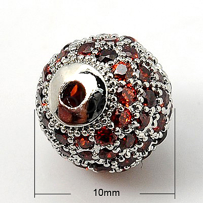 Brass Cubic Zirconia Beads X-ZIRC-D009-04P-1