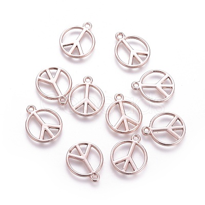 Cadmium Free & Nickel Free & Lead Free Alloy Peace Sign Pendants PALLOY-E391-29RG-NR-1