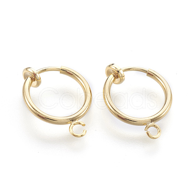 Brass Clip-on Hoop Earrings KK-L169-06G-1