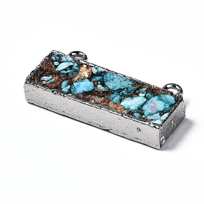 Assembled Natural Bronzite & Synthetic Turquoise & Imperial Jasper Pendants Links G-N330-033-1