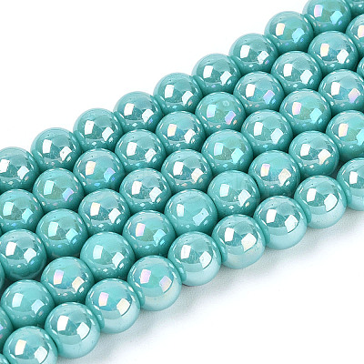 Electroplate Opaque Glass Beads Strands GLAA-T032-P6mm-AB24-1