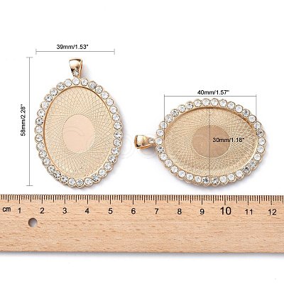 Oval Alloy Rhinestone Big Pendant Cabochon Settings ALRI-T356-01KCG-1