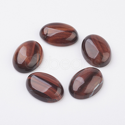 Natural Dyed & Heated Red Tiger Eye Flat Back Cabochons G-G741-13x18mm-13-1