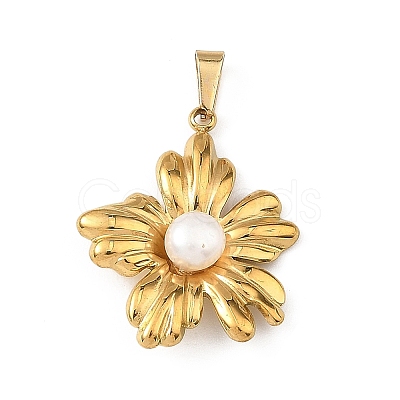 304 Stainless Steel & Natural Pearl Pendants PALLOY-JF05917-1