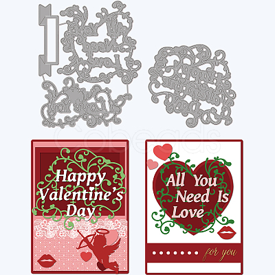 2Pcs 2 Styles Valentine's Day Theme Carbon Steel Cutting Dies Stencils DIY-WH0309-652-1