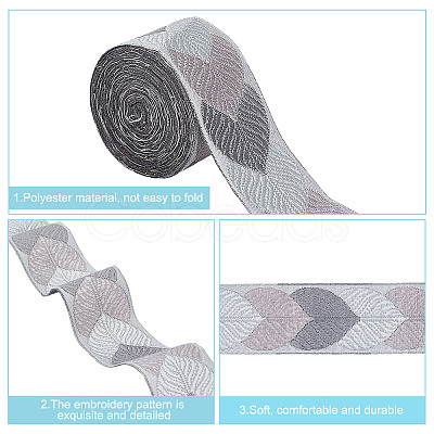 Polyester Jacquard Leaf Ribbon for Garment Accessories OCOR-WH0097-23E-1