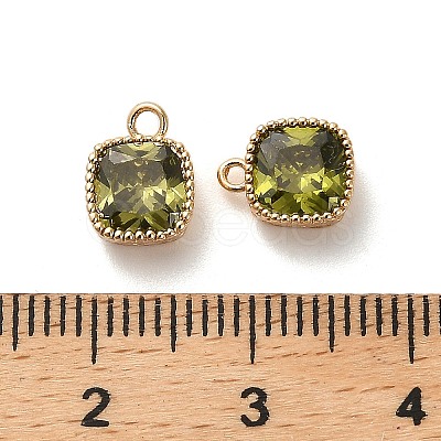 Brass Micro Pave Clear Cubic Zirconia Charms KK-B110-01G-02-1
