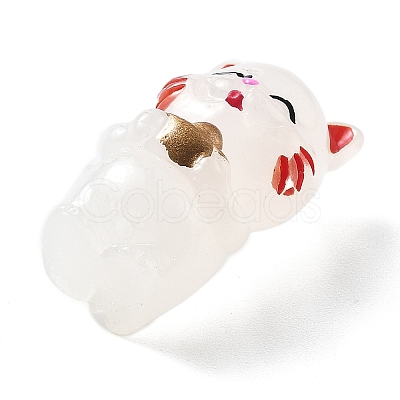 Luminous Resin Lucky Cat Display Decorations DJEW-P020-01C-1