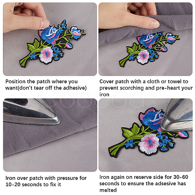 4Pcs 2 Styles Embroider Thread Iron on/Sew On Patches PATC-CY0001-06-1