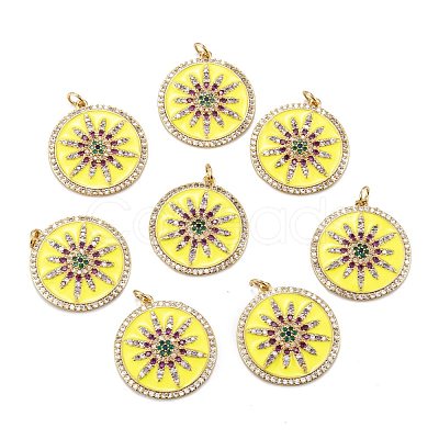 Brass Micro Pave Colorful Cubic Zirconia Pendants ZIRC-A020-12G-1