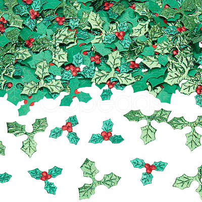 400Pcs 2 Styles Cloth Red Berry Leaf FIND-SC0012-19-1